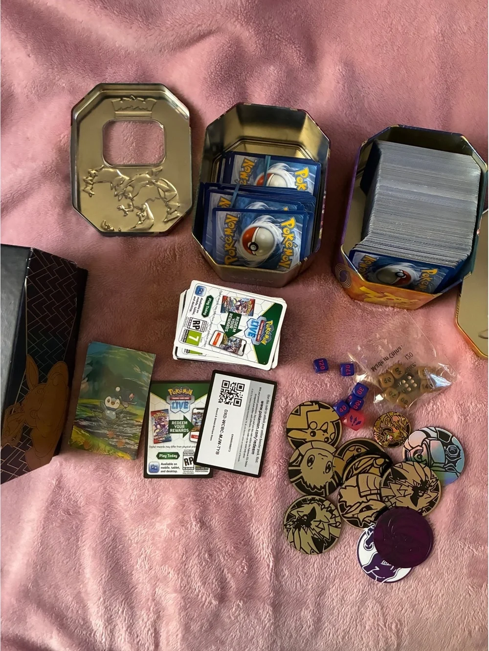 Pokémon Bulk Card Lot + Pikachu & Yveltal Collector Tins & Extras